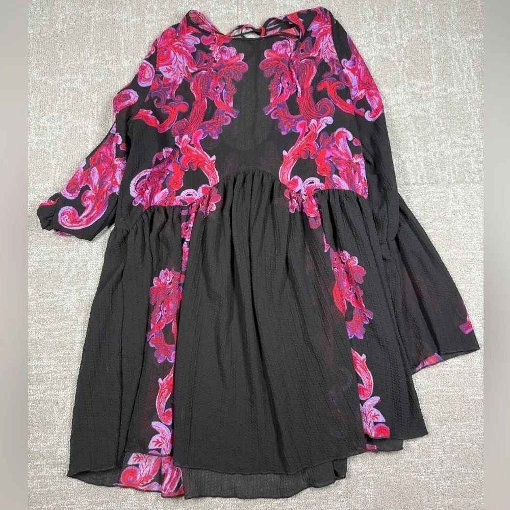 Intimately Free People Printed Black Pink Tunic Mini Top Dress READ BELOW